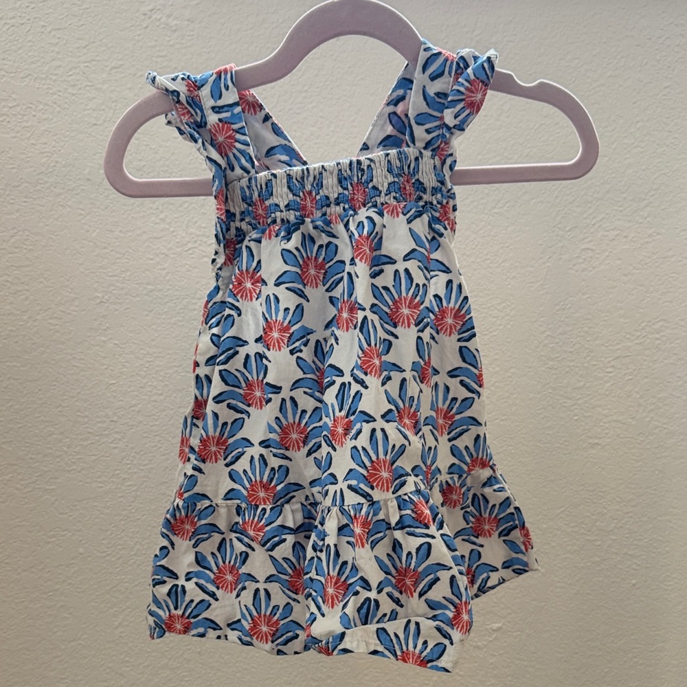 Zara dress with Blue Leaves and Coral Flowers